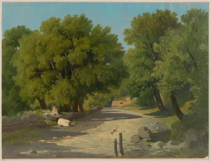 Sandige Straße zwischen Bäumen von Arthur Blaschnik