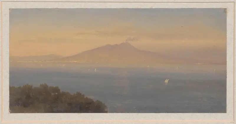 Hamnen i Neapel och Vesuvius av Arthur Blaschnik