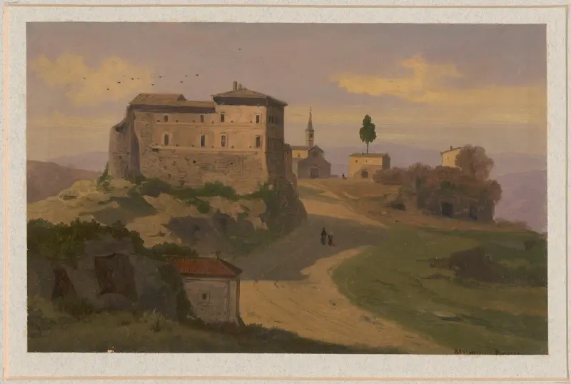 Vy över Castello Farnese i Isola Farnese av Arthur Blaschnik
