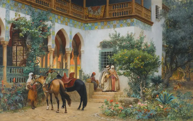 En nordafrikansk innergård av Frederick Arthur Bridgman