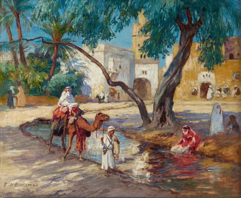 Blick auf ein algerisches Dorf von Frederick Arthur Bridgman