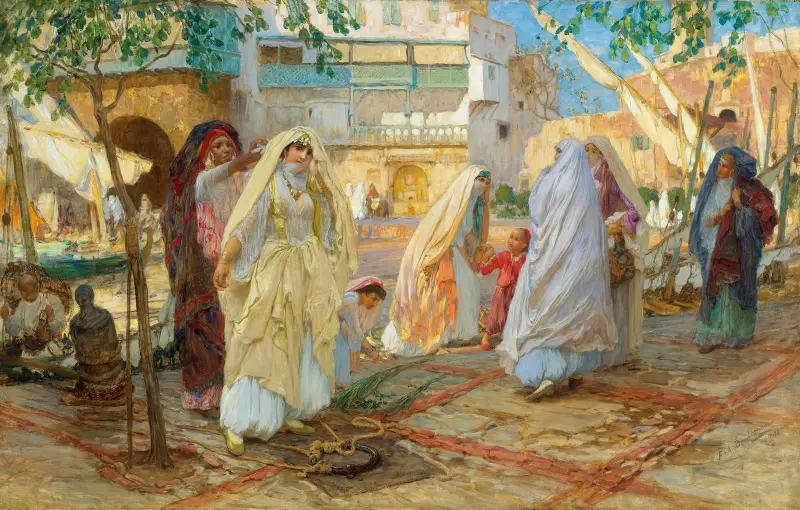 Efter festen – Alger hamn av Frederick Arthur Bridgman