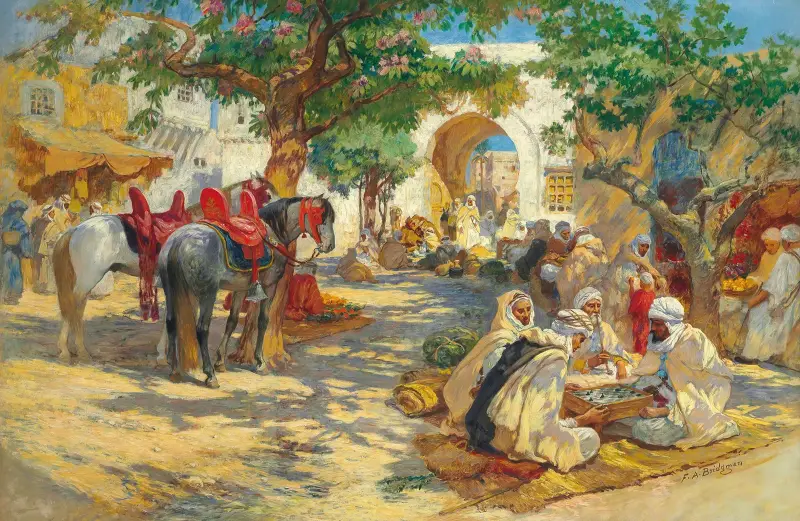 Schackspelare, Biskra av Frederick Arthur Bridgman