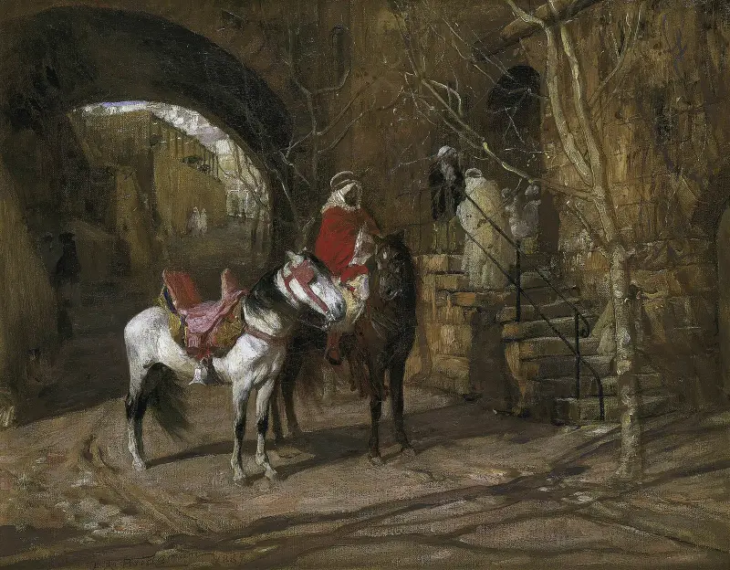 Ryttare på en gård av Frederick Arthur Bridgman