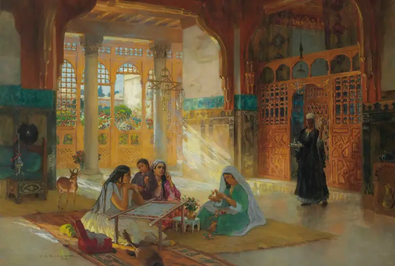 Interiör från ett arabiskt palats av Frederick Arthur Bridgman