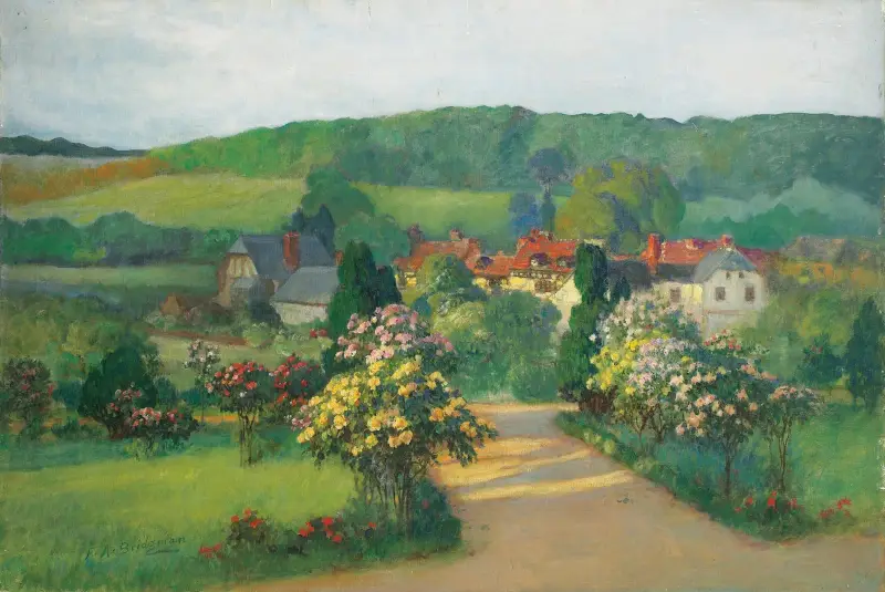 Blommande trädgård av Frederick Arthur Bridgman