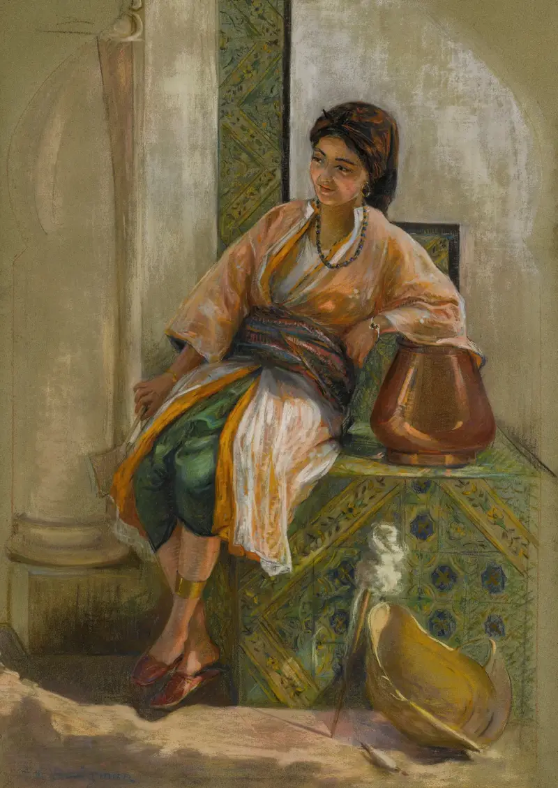Jeune Fille À L’éventail av Frederick Arthur Bridgman