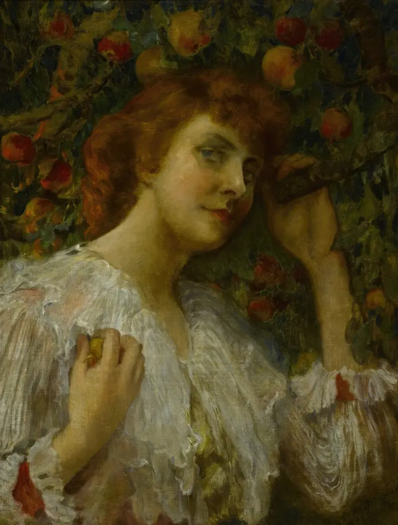 Dam med persikor av Frederick Arthur Bridgman