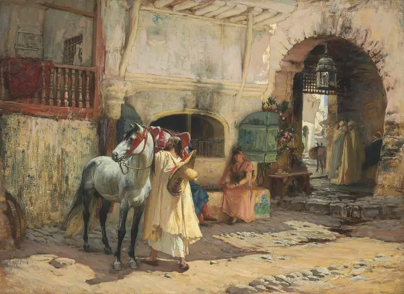 Ut på ridtur, Constantine, Algeriet av Frederick Arthur Bridgman