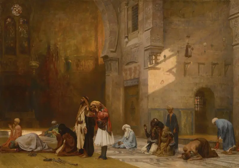 Bön i moskén, Kairo av Frederick Arthur Bridgman