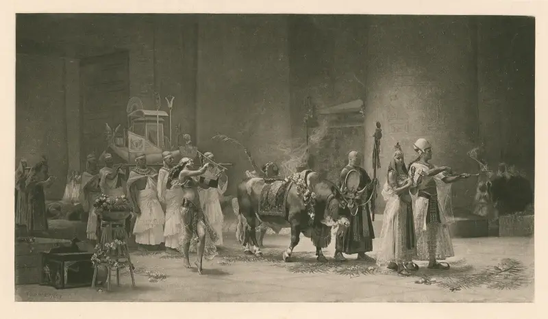 Procession med den heliga tjuren Apis av Frederick Arthur Bridgman