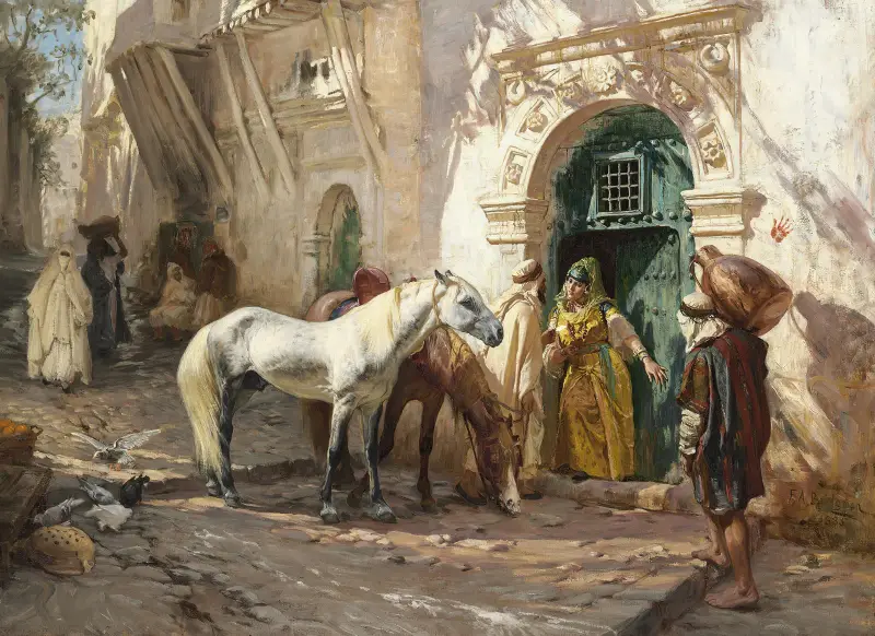 Scen tagen i Marocko av Frederick Arthur Bridgman