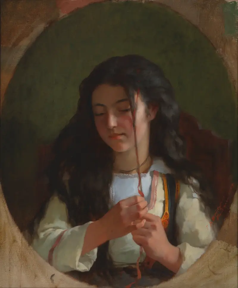 Study of a Young Girl, Pont Aven av Frederick Arthur Bridgman