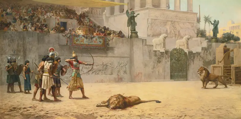 Den assyriske kungens förströelse av Frederick Arthur Bridgman