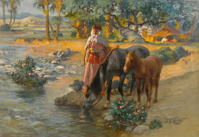 Vattning av hästarna av Frederick Arthur Bridgman
