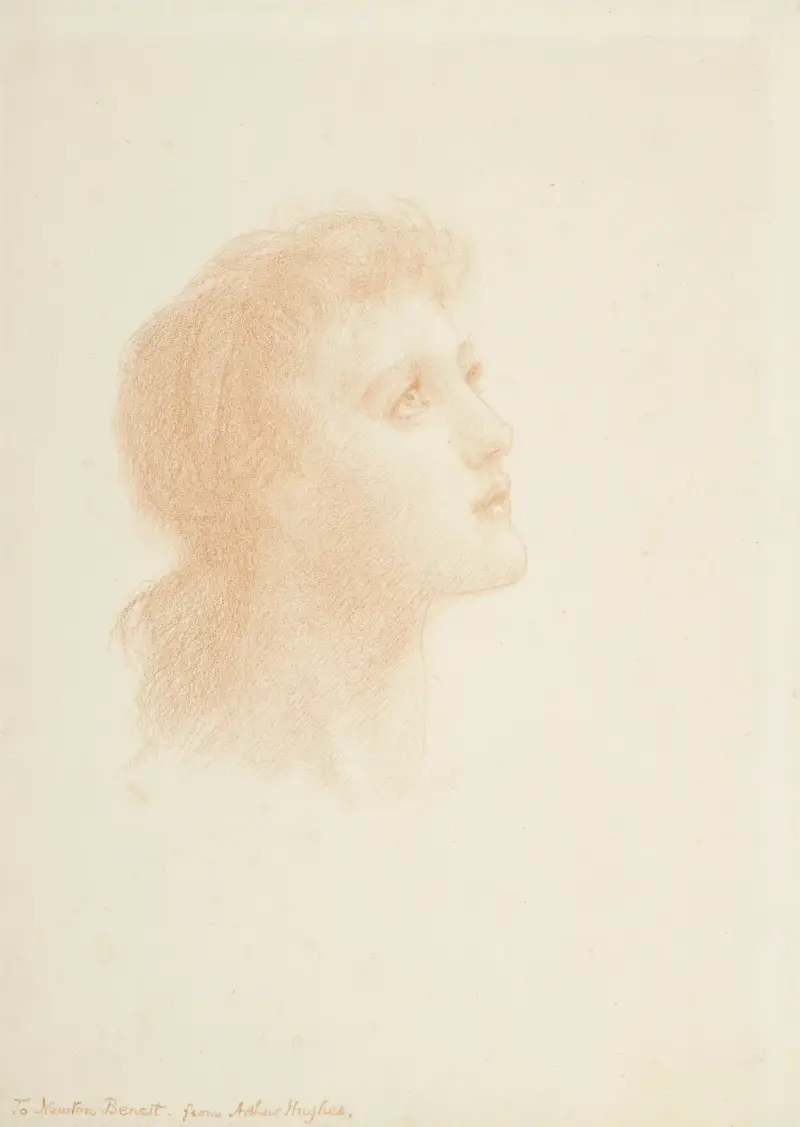 Head of a girl av Arthur Hughes