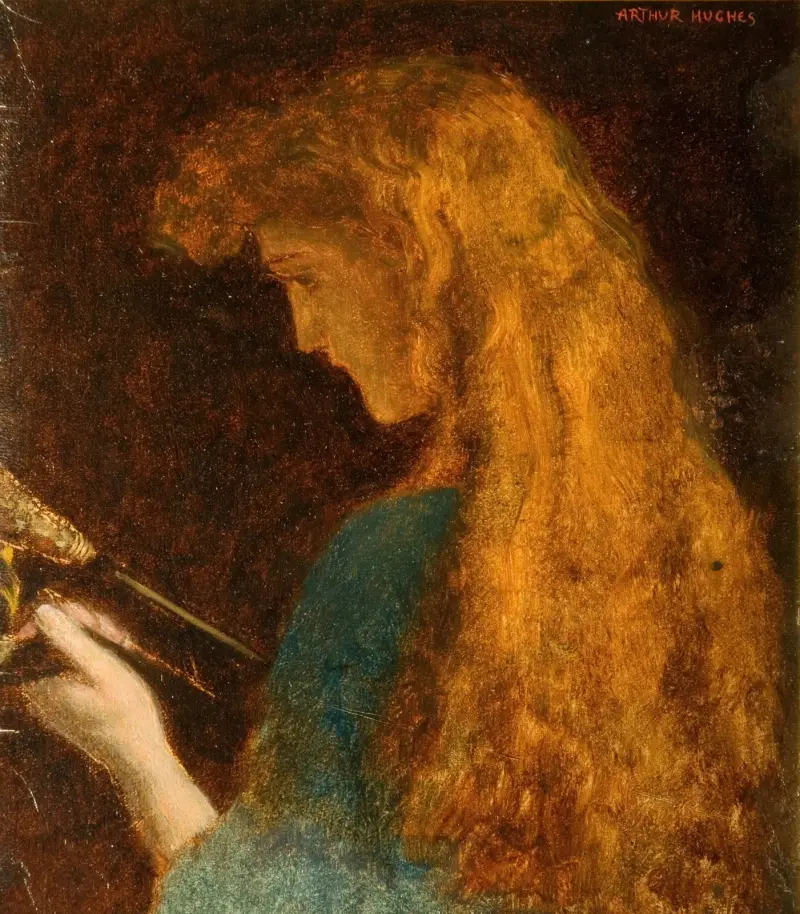 Study of a Girl’s Head av Arthur Hughes