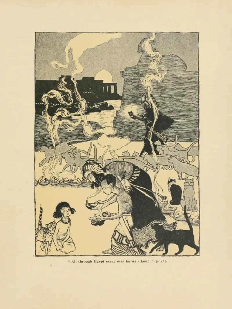 ‘All through egypt every man burns a lamp’ av Arthur Rackham