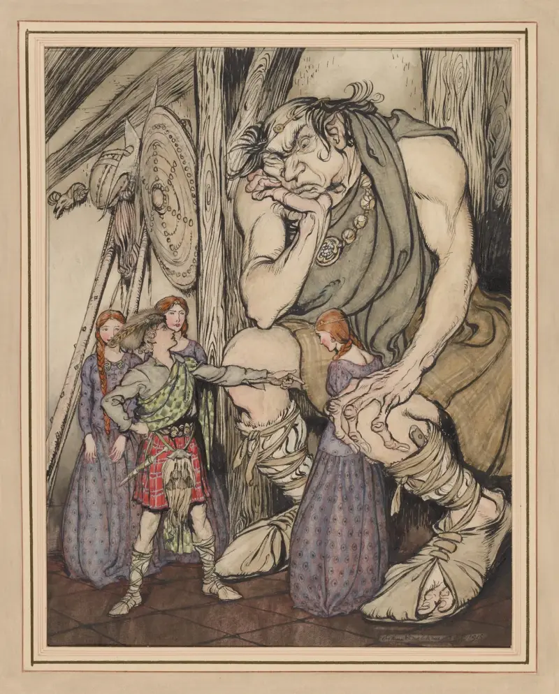 Ilustracja do „The Battle of the Birds” z Allies’ Fairy Book, Arthur Rackham
