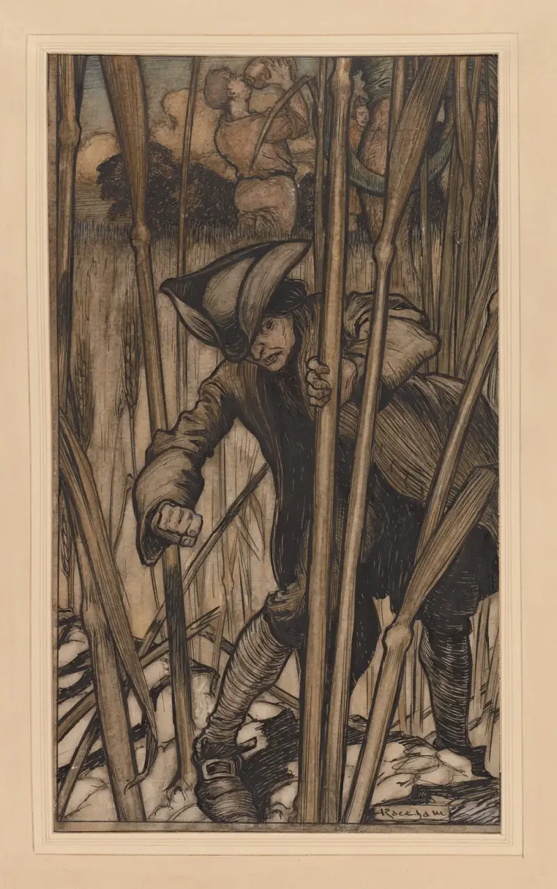 Gullivers resor. Gulliver slås av skräck av Arthur Rackham