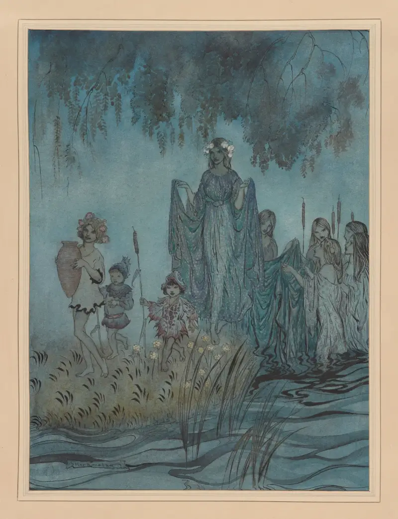 Miltons „Comus“. Sabrina erhebt sich von Arthur Rackham