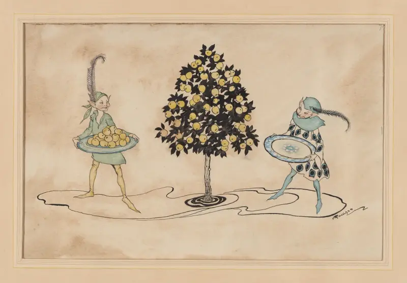 Poems by Eden Phillpotts. A dish of apples av Arthur Rackham