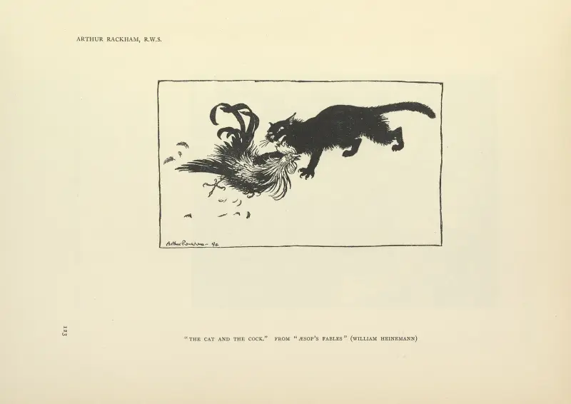 Katten och tuppen – Aesops fabler av Arthur Rackham