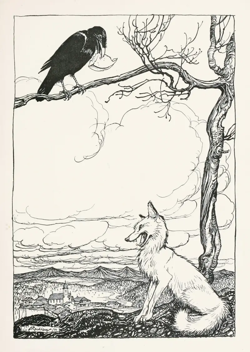 Räven och kråkan av Arthur Rackham