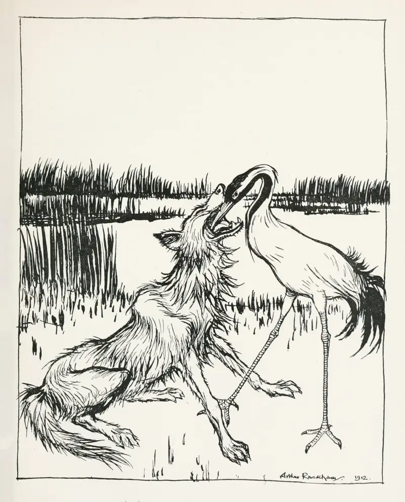Vargen och tranan av Arthur Rackham
