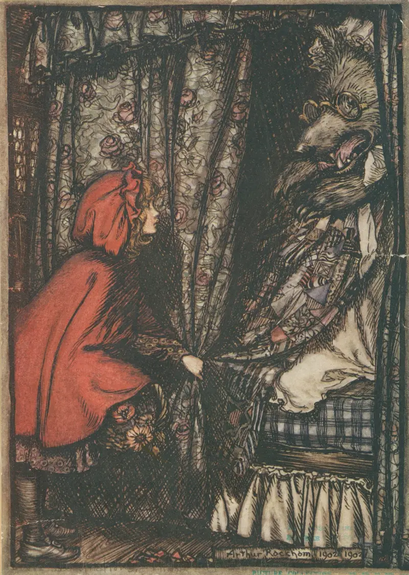 Vargen utklädd till mormor av Arthur Rackham