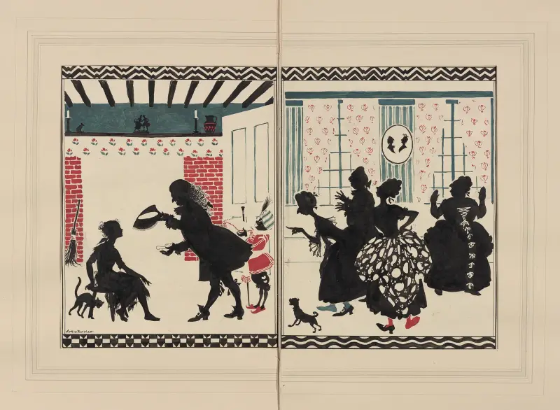 Två teckningar till Askungen av Arthur Rackham