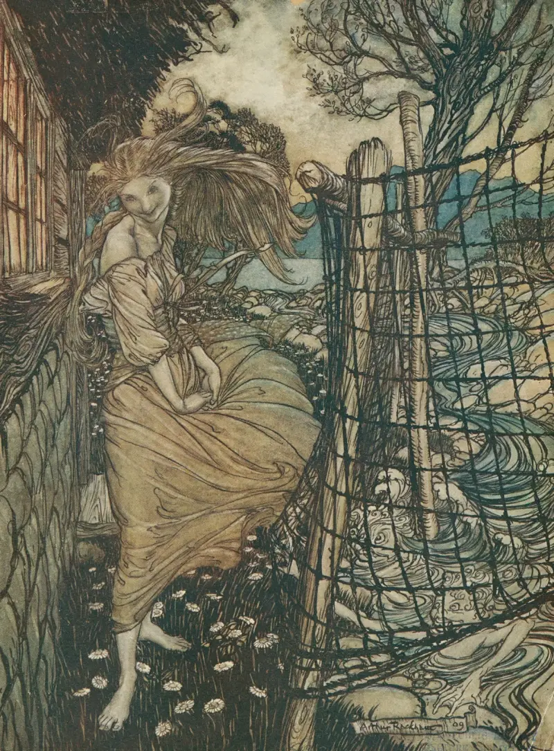 Undine utanför fönstret av Arthur Rackham