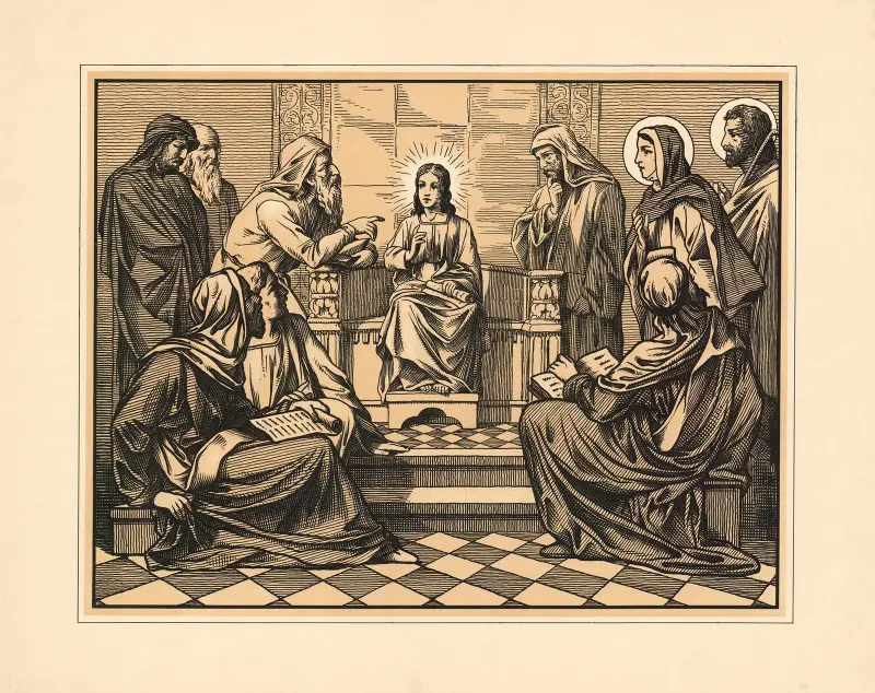 Jesus at age 12 in the temple av Aschendorff
