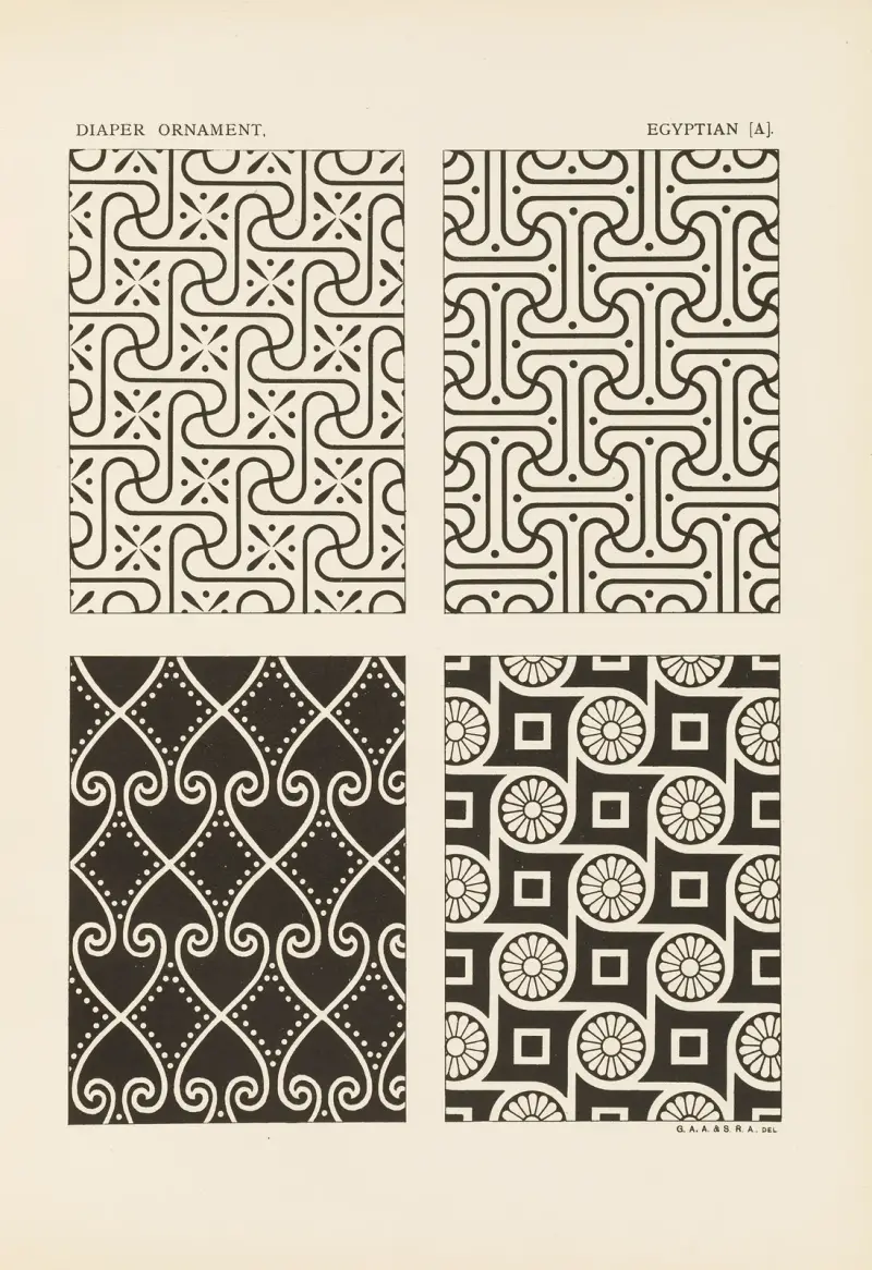 Ornament i de ledande stilarna, plansch 18 av George Ashdown Audsley