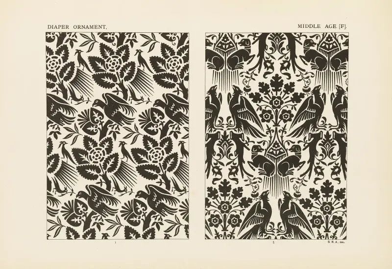 Ornamentala konturer i ledande stilar, pl. 38 av George Ashdown Audsley