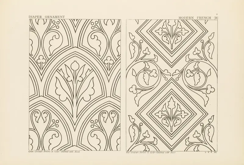 Outlines of ornament in the leading styles Pl.44 av George Ashdown Audsley