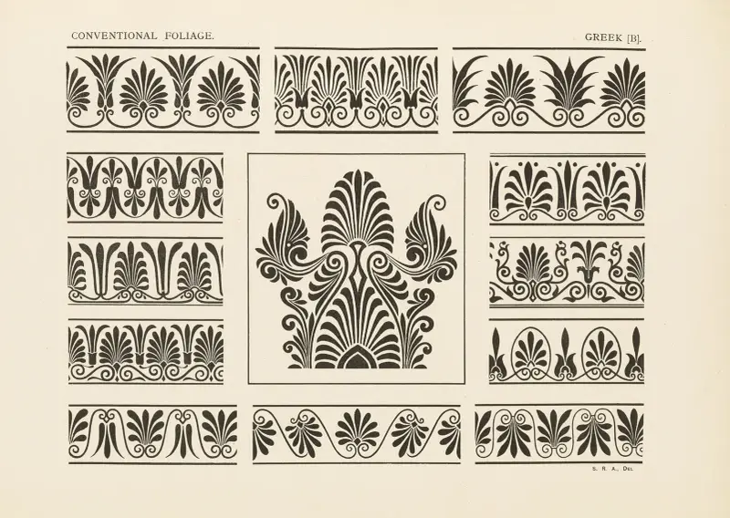 Ornamentets konturer i de ledande stilarna, pl. 50 av George Ashdown Audsley