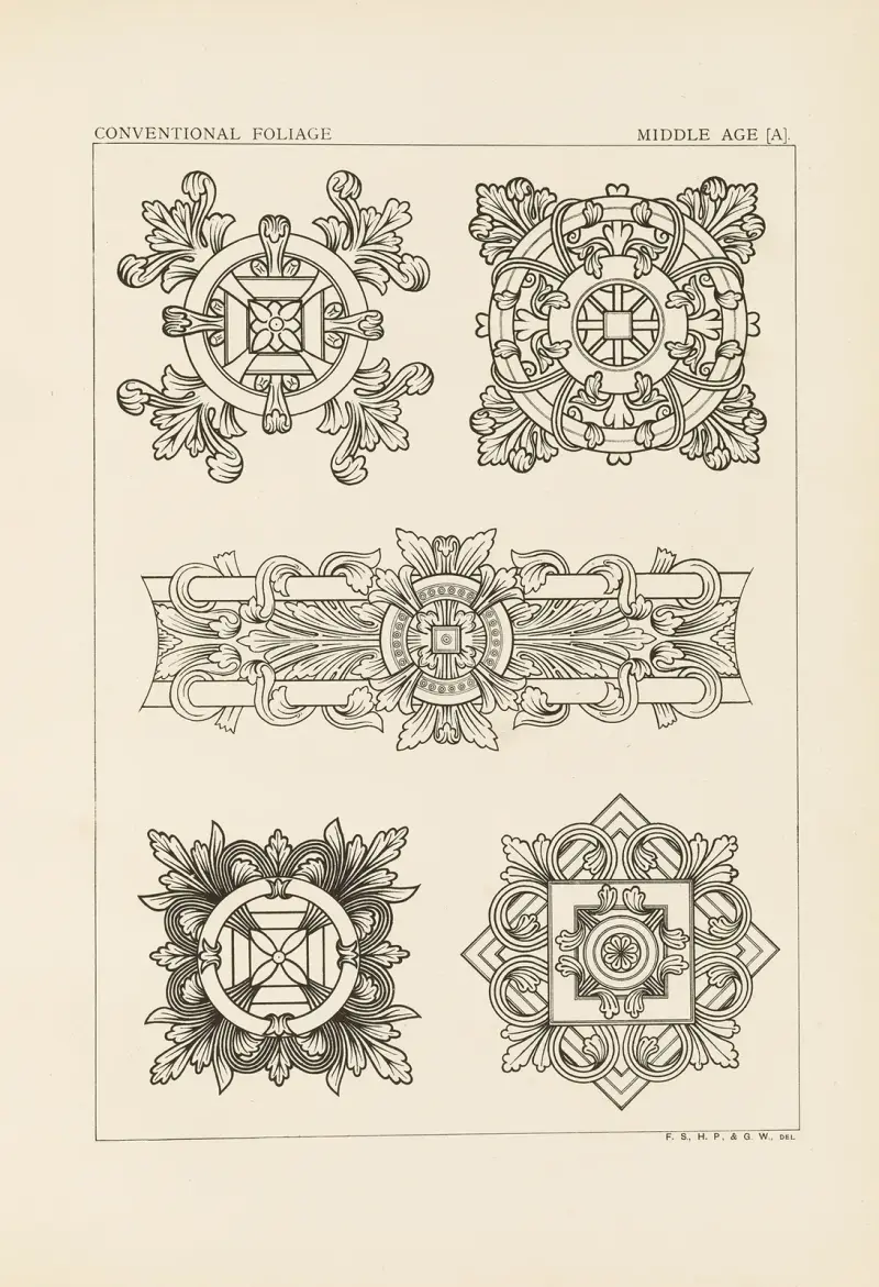 Outlines of ornament in the leading styles Pl.53 av George Ashdown Audsley