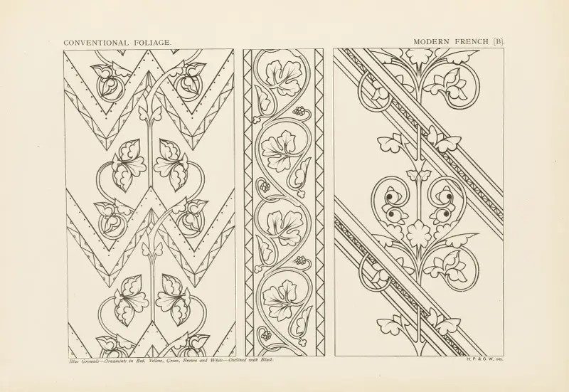 Outlines of ornament in the leading styles Pl.57 av George Ashdown Audsley