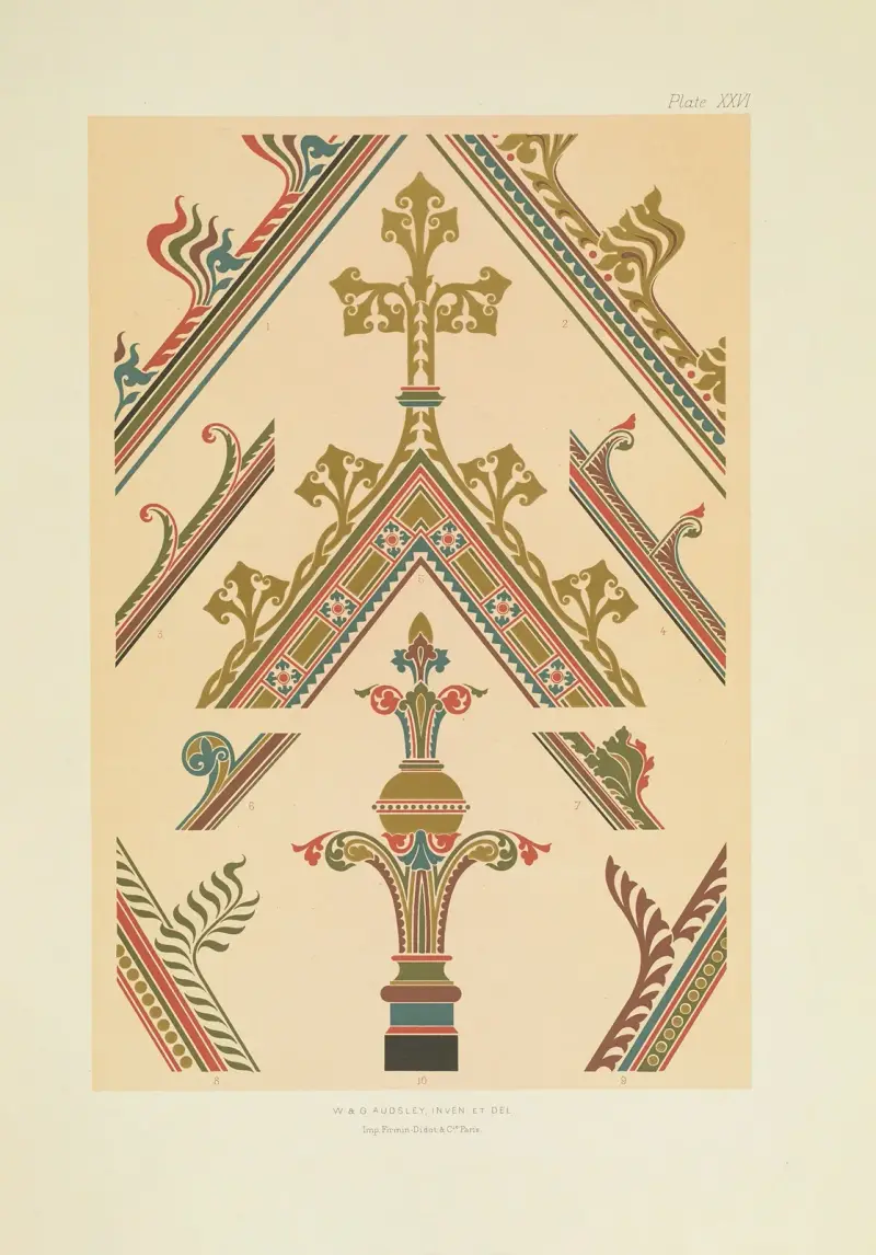 Polykrom dekor för byggnader i medeltida stil, pl. 26 av George Ashdown Audsley