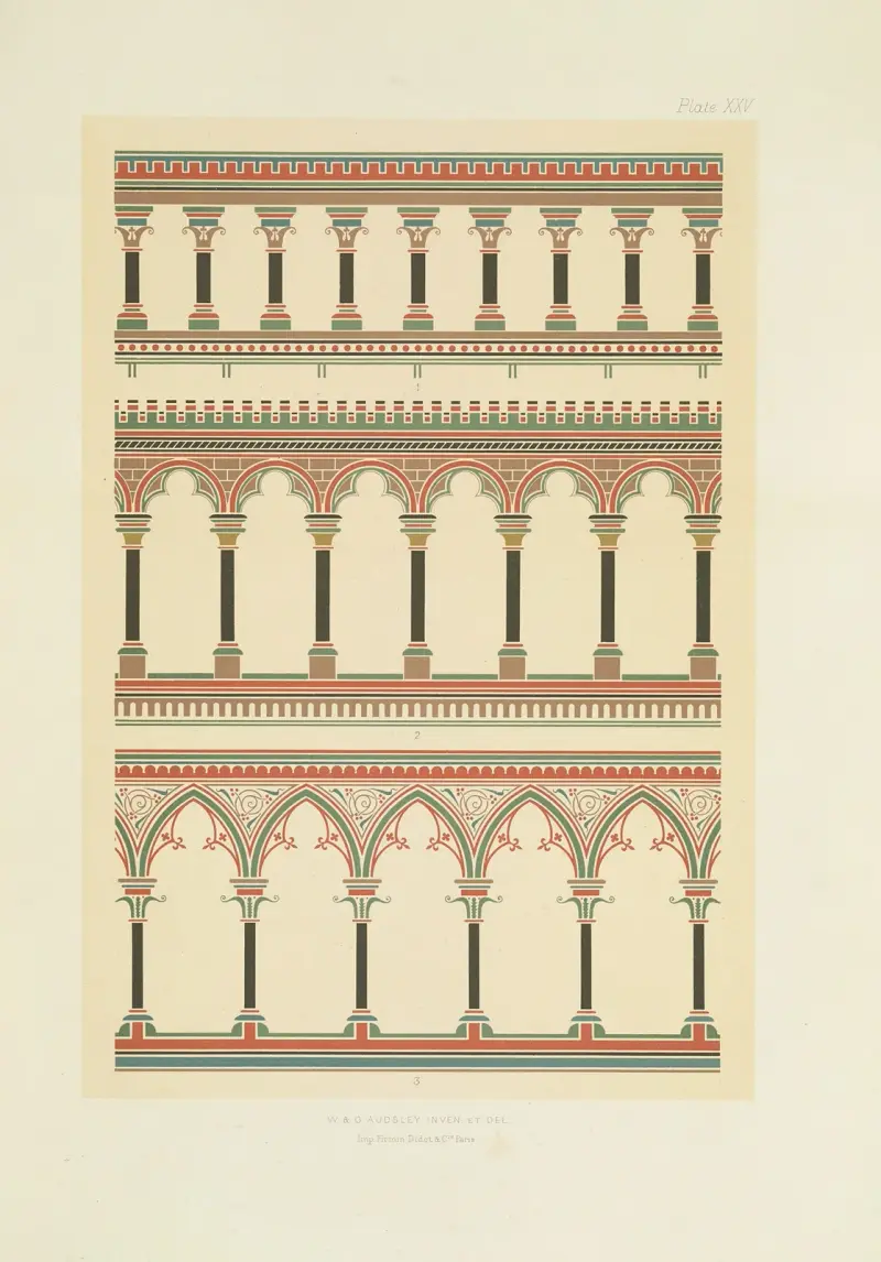 Polykrom dekor för byggnader i medeltida stil, pl. 25 av George Ashdown Audsley