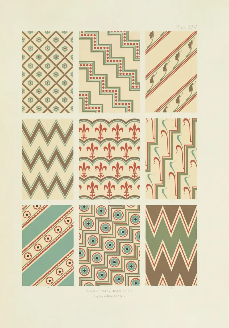 Polykrom dekor för byggnader i medeltida stil, pl. 22 av George Ashdown Audsley