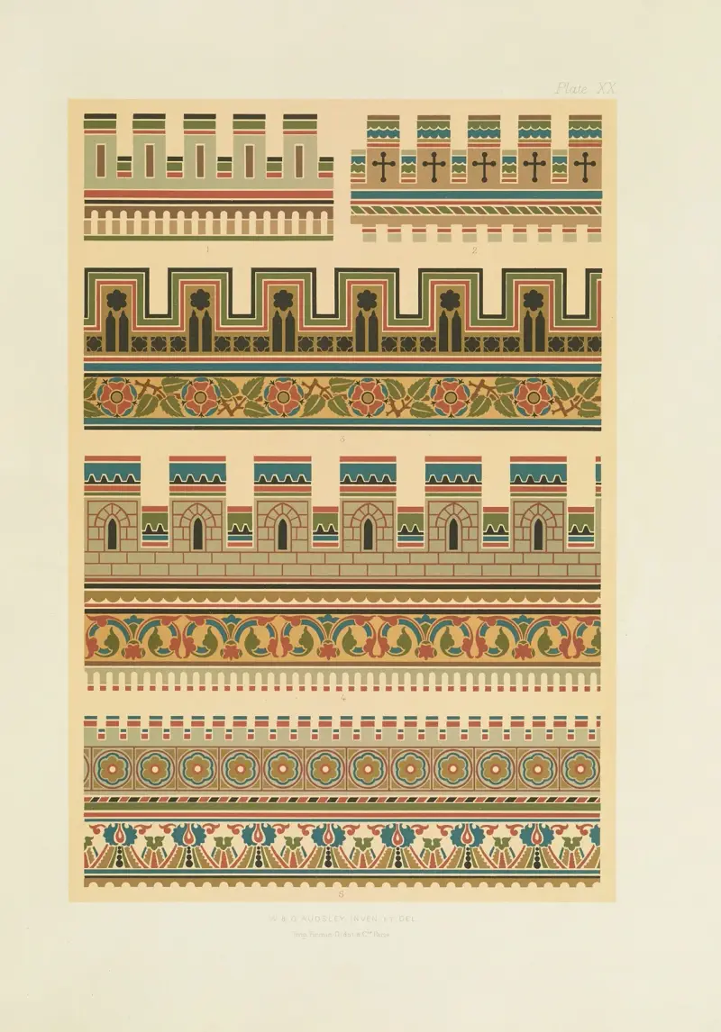 Polykrom dekor för byggnader i medeltida stil, pl. 20 av George Ashdown Audsley