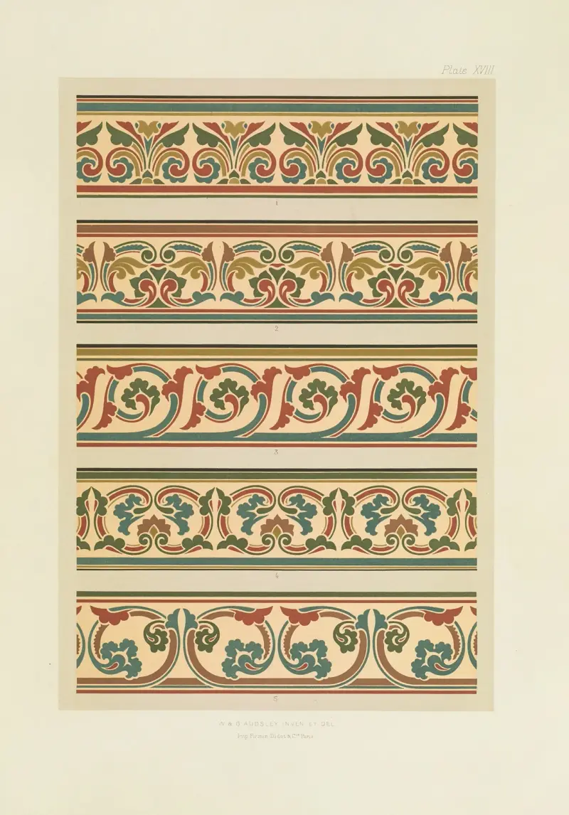 Polykrom dekor för byggnader i medeltida stil, pl. 18 av George Ashdown Audsley