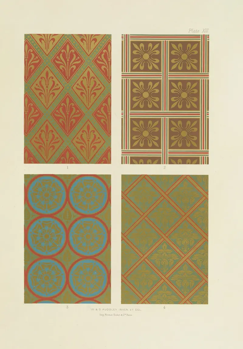 Polykrom dekor för byggnader i medeltida stil, pl. 13 av George Ashdown Audsley