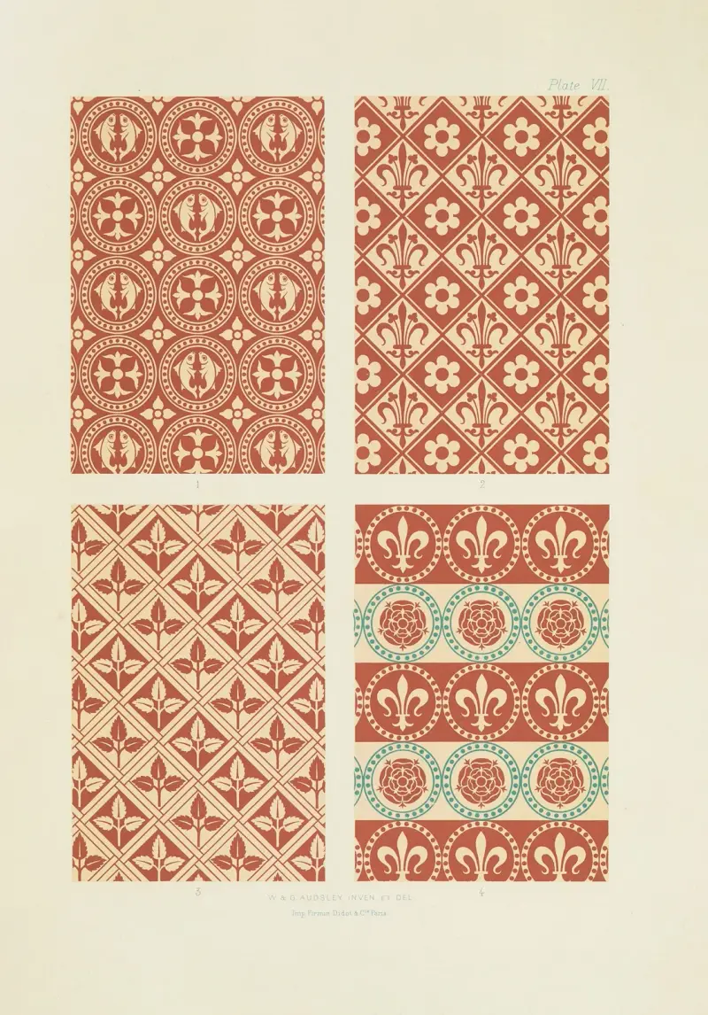 Polykrom dekor för byggnader i medeltida stil, pl. 07 av George Ashdown Audsley