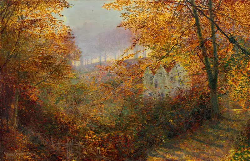 Ein Haus auf einer Lichtung von John Atkinson Grimshaw