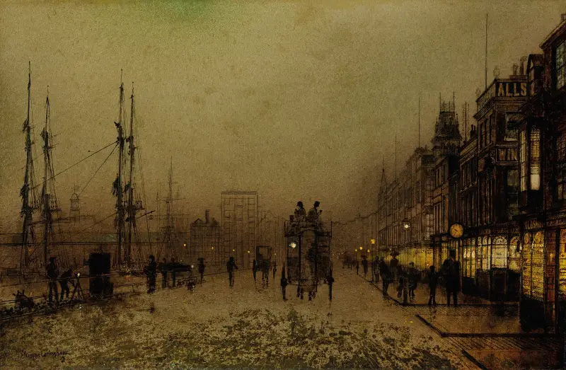 Glasgows hamn i skymningen av John Atkinson Grimshaw