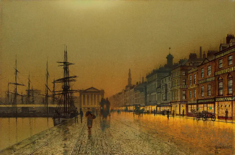 Greenock Harbour at night av John Atkinson Grimshaw