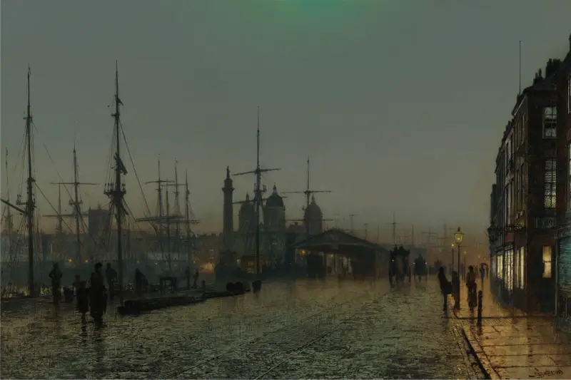 Přístav v Hullu v noci, John Atkinson Grimshaw